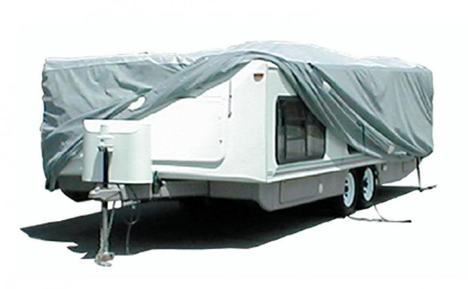 Adco Covers 12253, RV Cover, SFS AquaShed (R), For Hi-Lo Style Trailers, Fits Up To 22 Foot 7 Inch To 26 Foot Length Travel Trailer, 312 Inch Length x 100 Inch Width x 60 Inch Height, Moderate Weather Protection