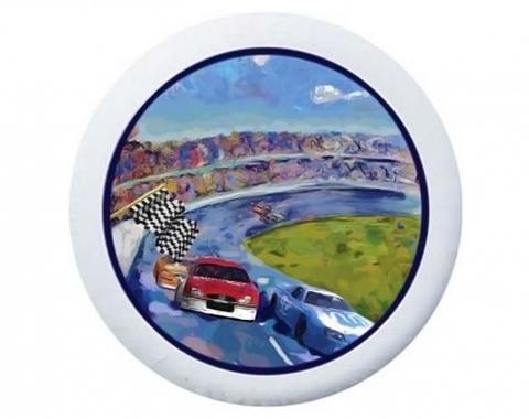 Adco Covers 69102, Spare Tire Cover, Fits 32-1/4 Inch Diameter Tires, Race Day Printed Design, White, Vinyl, With Hollow Bead Welt Cord And Elasticized Back, With UV Protection