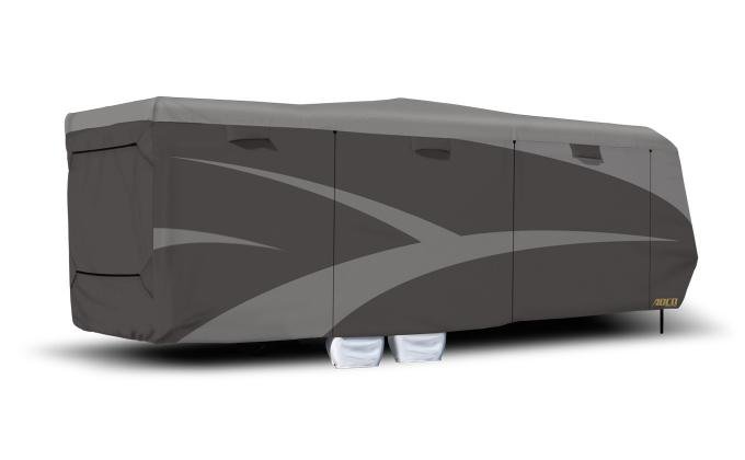 Adco Covers 52276, RV Cover, Designer SFS Aquashed (R), For Toy Haulers, Fits 33 Foot 7 Inch To 37 Foot Length Travel Trailers, 450 Inch Length x 106 Inch Width x 120 Inch Height, Moderate Weather Protection