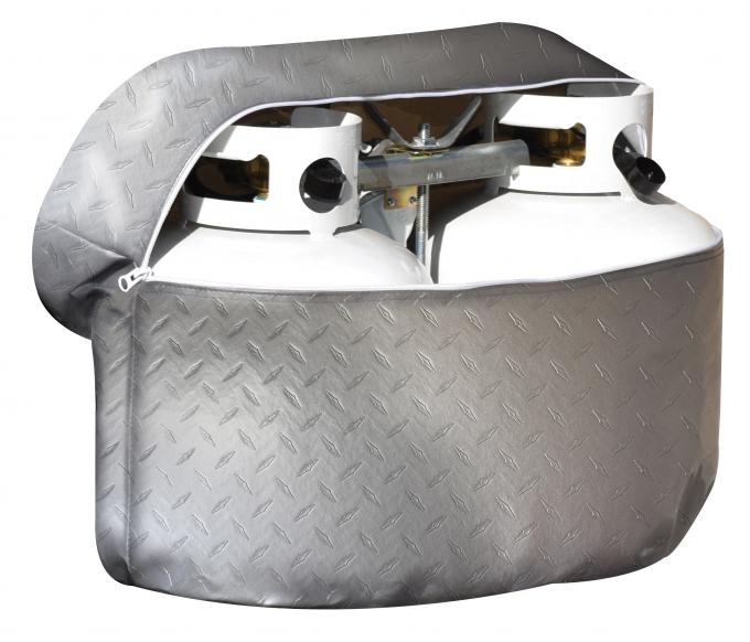 Adco Covers 2712, Propane Tank Cover, For Double 20 Pound Tanks, Vinyl, Diamond Plated Steel Design