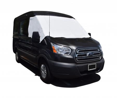 Adco Covers 2425, Windshield Cover, For Class C And Class B Ford Transit Motorhomes Manufactured 2015 To 2018, Protects Dashboard From Fading And Cracking Against Sun, Mounts With Magnets, White, Vinyl