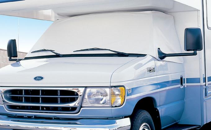 Adco Covers 2423, Windshield Cover, For Class C Sprinter Motorhomes Manufactured 2007 To Current, Protects Dashboard From Fading And Cracking Against Sun, Mounts Using Magnetic Fasteners And Anti-Theft Tabs, White, Vinyl, With Storage Pouch