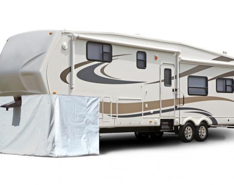 Adco Covers 3503, Fifth Wheel Skirt, 296 Inch Length x 64 Inch Height, Polar White, Laminated Vinyl, With Zipper Doors For Storage Access, Includes Skirting/ Screw-In Fasteners And Tent Spikes, Snap Mount