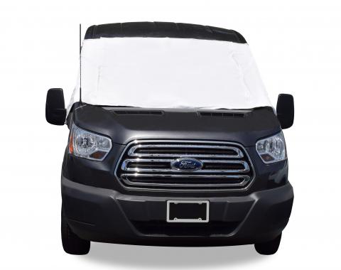 Adco Covers 2525, Windshield Cover, For Class C And Class B Ford Transit Motorhomes Manufactured 2015 To 2018, Protects Dashboard From Fading And Cracking Against Sun, Mounts Using Magnetic Fasteners And Anti-Theft Tabs, White, Vinyl