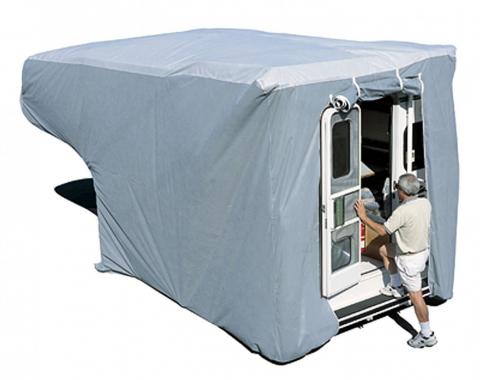 Adco Covers 12264, RV Cover, SFS AquaShed (R), For Truck Campers, Fits 8 Foot To 10 Foot Length Queen Bed Camper, Medium, 213 Inch Length x 104 Inch Width x 104 Inch Height, Moderate Weather Protection, Breathable/ Resists High Humidity And UV Rays, Gray