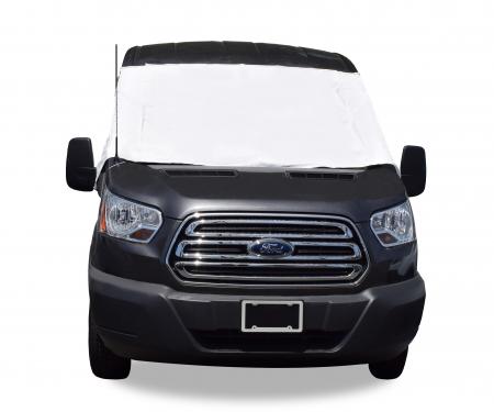 Adco Covers 2525, Windshield Cover, For Class C And Class B Ford Transit Motorhomes Manufactured 2015 To 2018, Protects Dashboard From Fading And Cracking Against Sun, Mounts Using Magnetic Fasteners And Anti-Theft Tabs, White, Vinyl