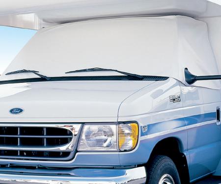 Adco Covers 2407, Windshield Cover, For Class C Ford 350 And 450 Motorhomes Manufactured 1996 To 2016, Protects Dashboard From Fading And Cracking Against Sun, Mounts Using Magnetic Fasteners And Anti-Theft Tabs, White, Vinyl, With Storage Pouch