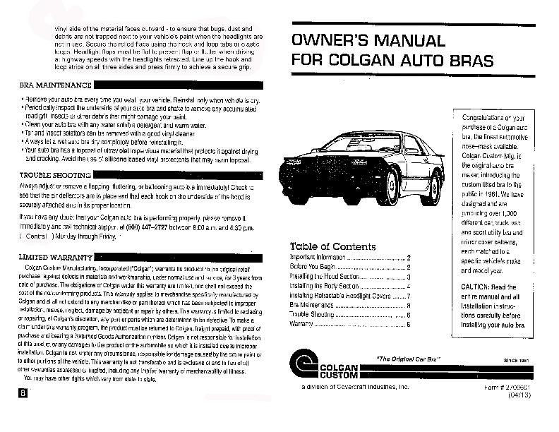 Covercraft 1998-2000 Chevrolet Camaro Colgan Custom Original Front