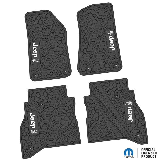FlexTread 20-24 Jeep Gladiator Floor Mats (4pc) w/ JEEP Peace Sign Logo NGTT45053