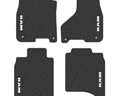 FlexTread 12-18 Dodge Ram 1500/2500/3500 Crew Cab/19-24 Dodge Ram 1500 Classic Crew Cab (4 pc) w/ RAM Text Logo NGTT14016
