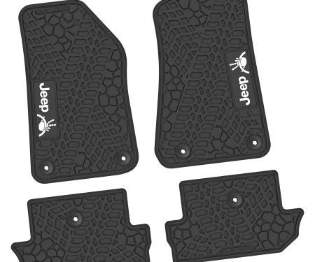 FlexTread 18-24 Jeep Wrangler JL 2Dr Floor Mats (4pc) w/ JEEP Wave w/ Wheel Logo NGTT47051