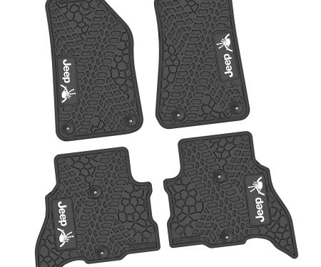 FlexTread 21-24 Jeep 4xe Floor Mats (4pc) w/ JEEP Wave w/ Wheel Logo NGTT46051
