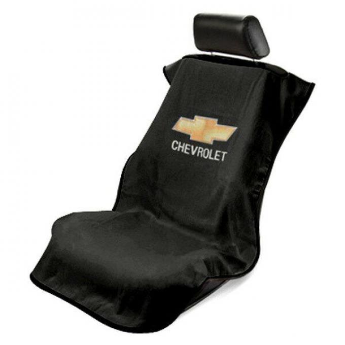 Seat Armour Chevrolet Seat Towel, Black with Script SA100CHVB