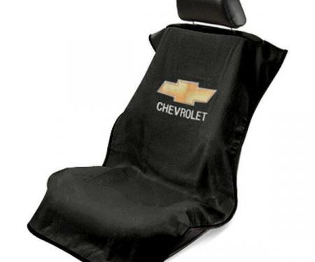 Seat Armour Chevrolet Seat Towel, Black with Script SA100CHVB