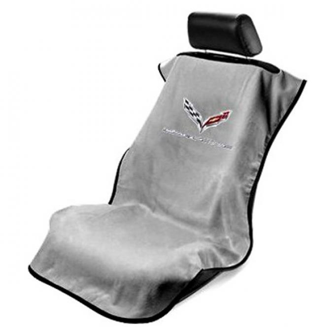 Seat Armour 2014-2019 Corvette Seat Towel, Gray with C7 Logo SA100COR7G