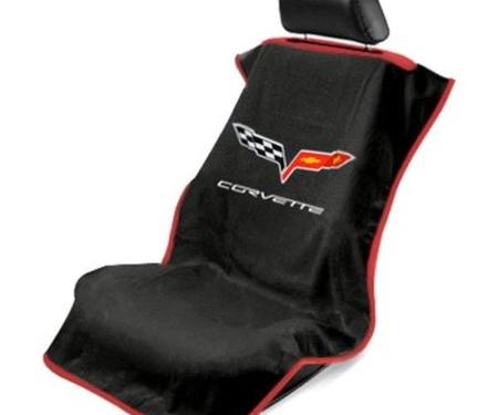 Seat Armour 2005-2013 Corvette Seat Towel, Black with C6 Logo SA100COR6B