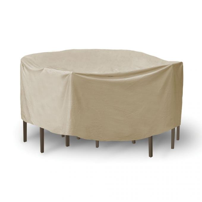PCI Dura-Gard Oval/Rectangle Bar Table and Chair Cover, Tan, 60"-66" Table , with Umbrella Hole, 108W x 60D x 40H in., 1140-TN