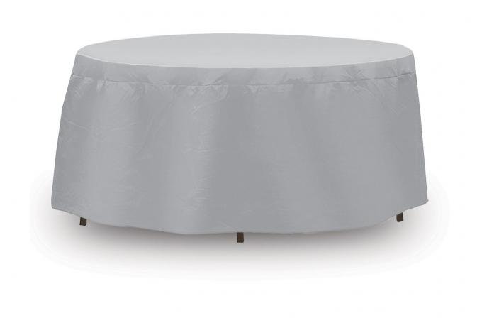 PCI Dura-Gard Round Bar Table and Chair Cover, Gray, 48"-54" Table with 4 Highback Chairs, with Umbrella Hole, 92W x 92D x 40H in., 1142