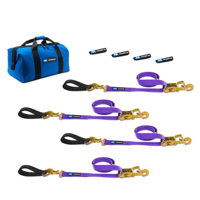 Race Ramps 2 x 6 Ultra Pack Tie-Down Straps with Detachable Axle Straps, Sewn Fixed Ends - Purple 516206